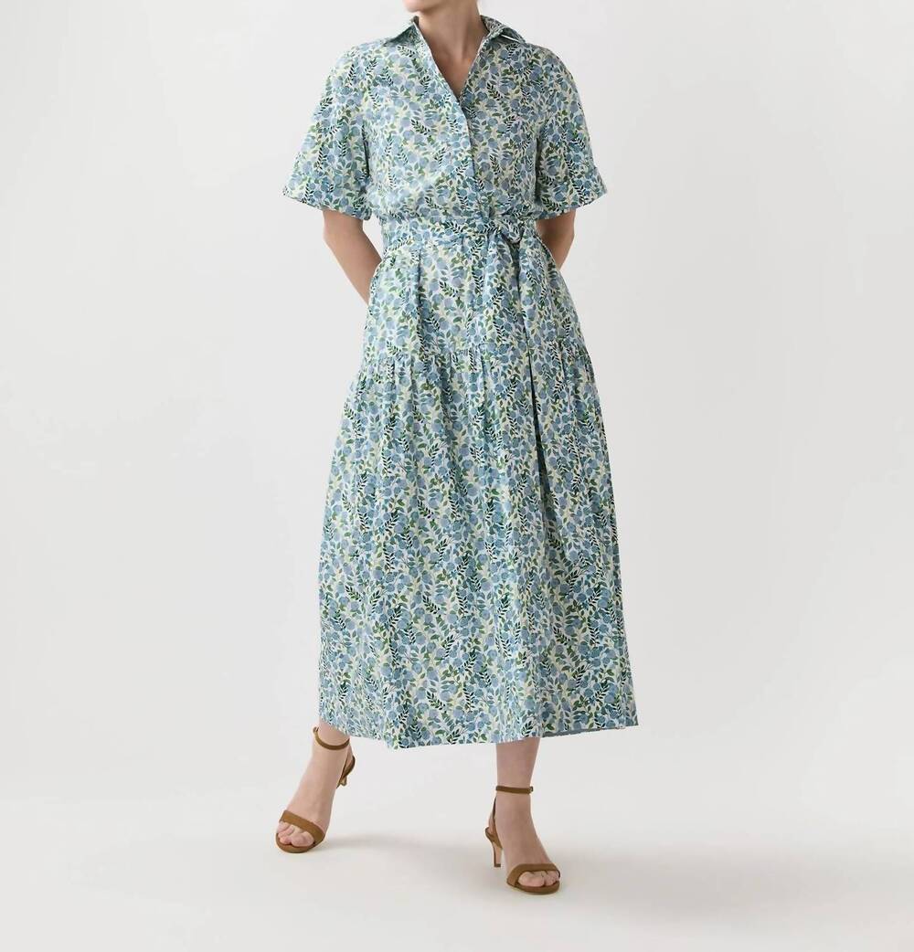 NEW ANN MASHBURN women's nathalie dress in blue/green